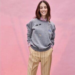 Clare Vivier Grey Multi Embroidery Sweatshirt